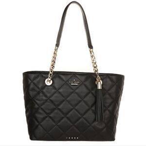 Kate Spade Black Quilted Leather Large Emerson Place Priya Shopper Tote